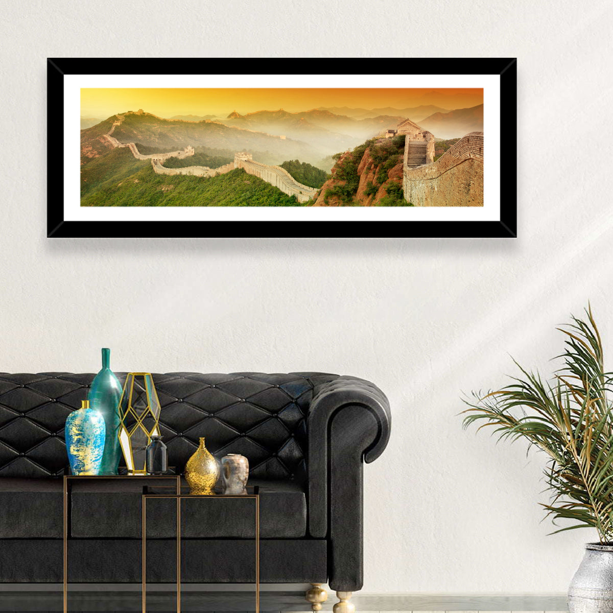 Great Wall of China Wall Art in a room, panoramic