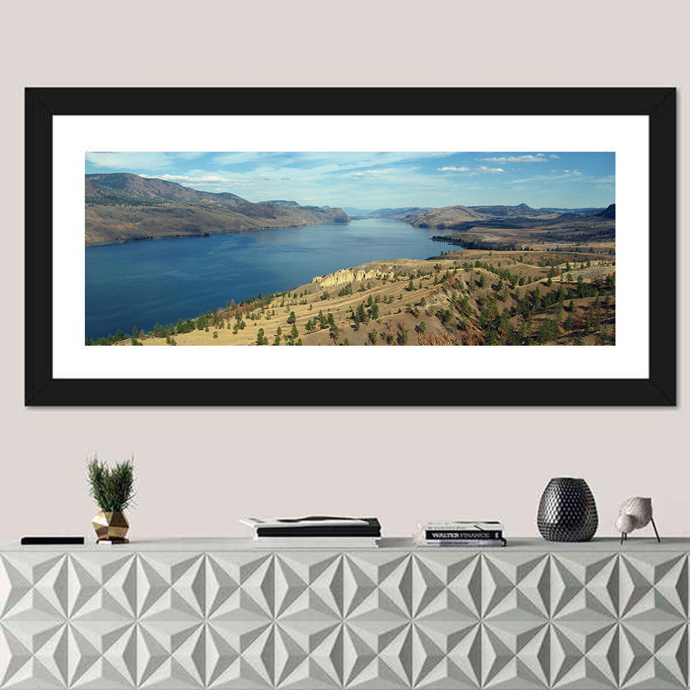 Kamloops Lake View Wall Art in a room, panoramic