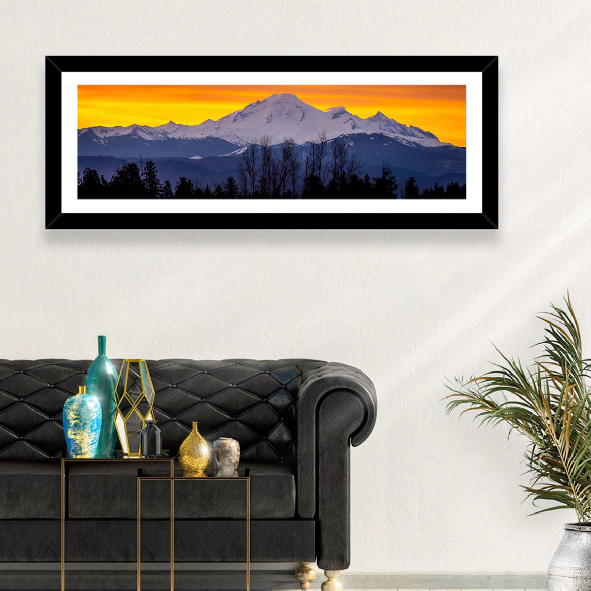 Sunrise Over Mount Baker Wall Art in a room, panoramic