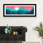 Turquoise and Pink Mountain Sunset Wall Art