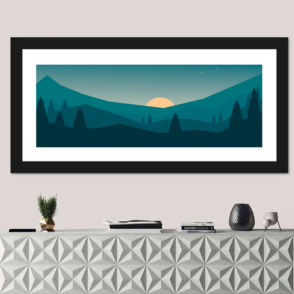 Black Forest Sunset Illustration Wall Art
