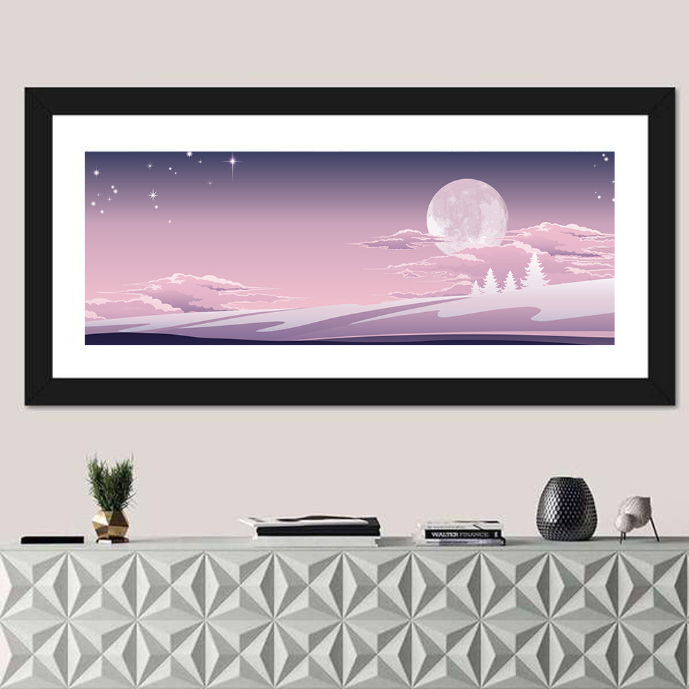 Lavender Moon Winter Landscape Wall Art