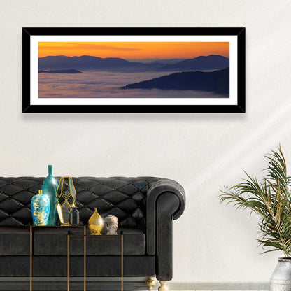 Cloudy Mountains Sunset Wall Art