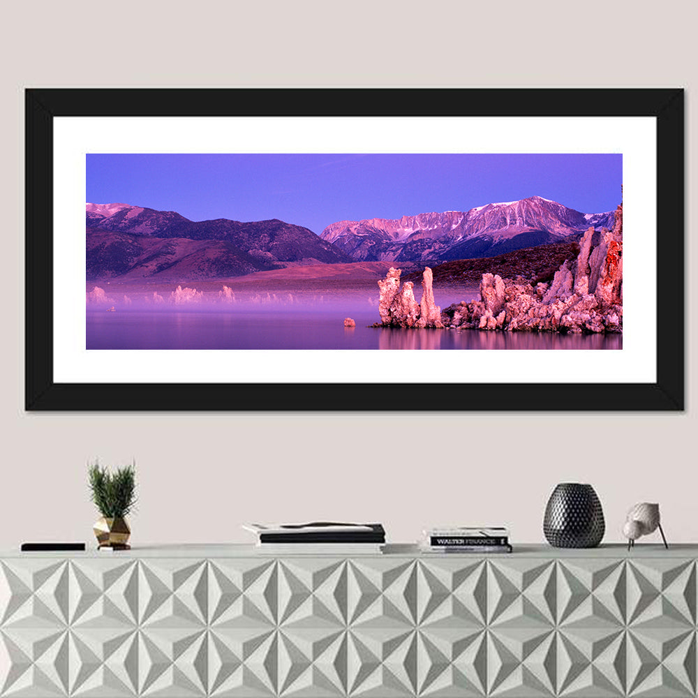 Mono Lake Sunrise Wall Art in a room, panoramic