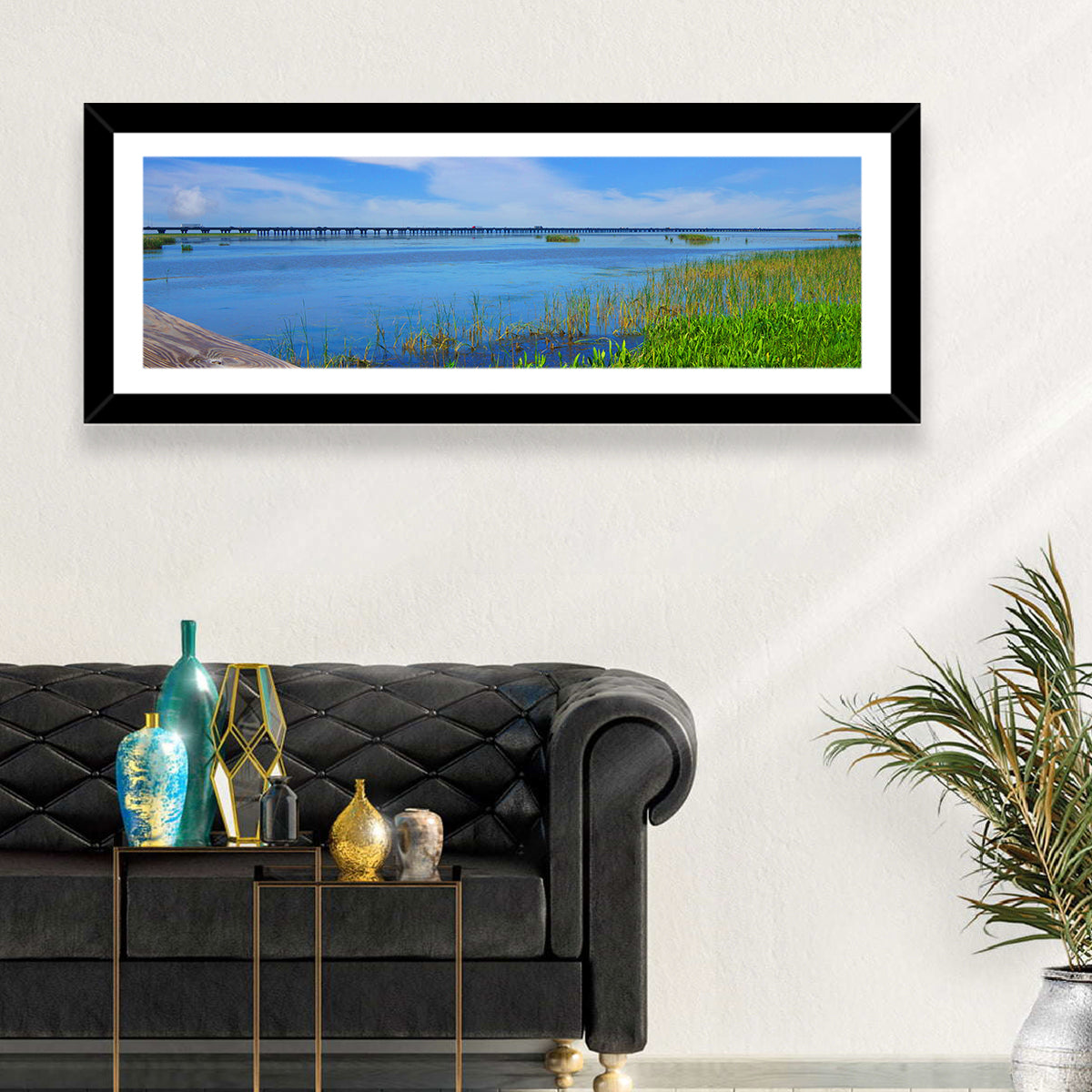Meaher State Park Boardwalk Wall Art in a room, panoramic