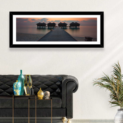 Watervilla At Sunset Wall Art