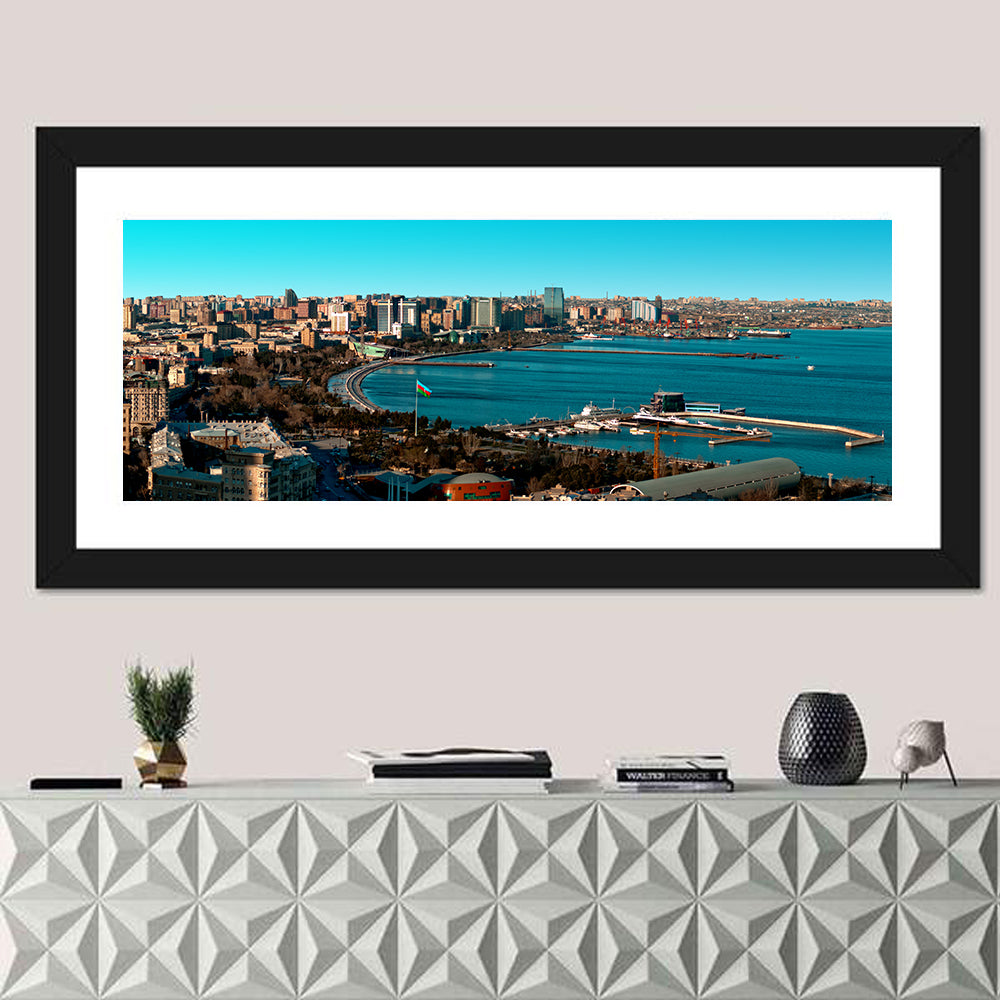 Baku Bay Panorama Wall Art in a room, panoramic