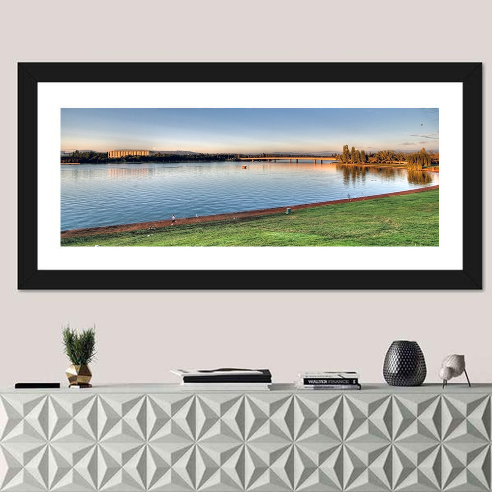 Lake Burley Griffin, Canberra Wall Art in a room, panoramic