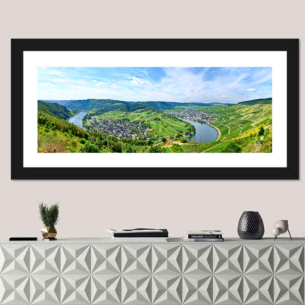 Moselle River at Bernkastel-kues Wall Art in a room, panoramic