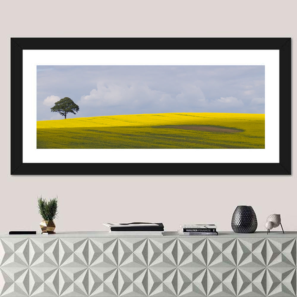 Solitary Tree Over Rapeseed Field Wall Art