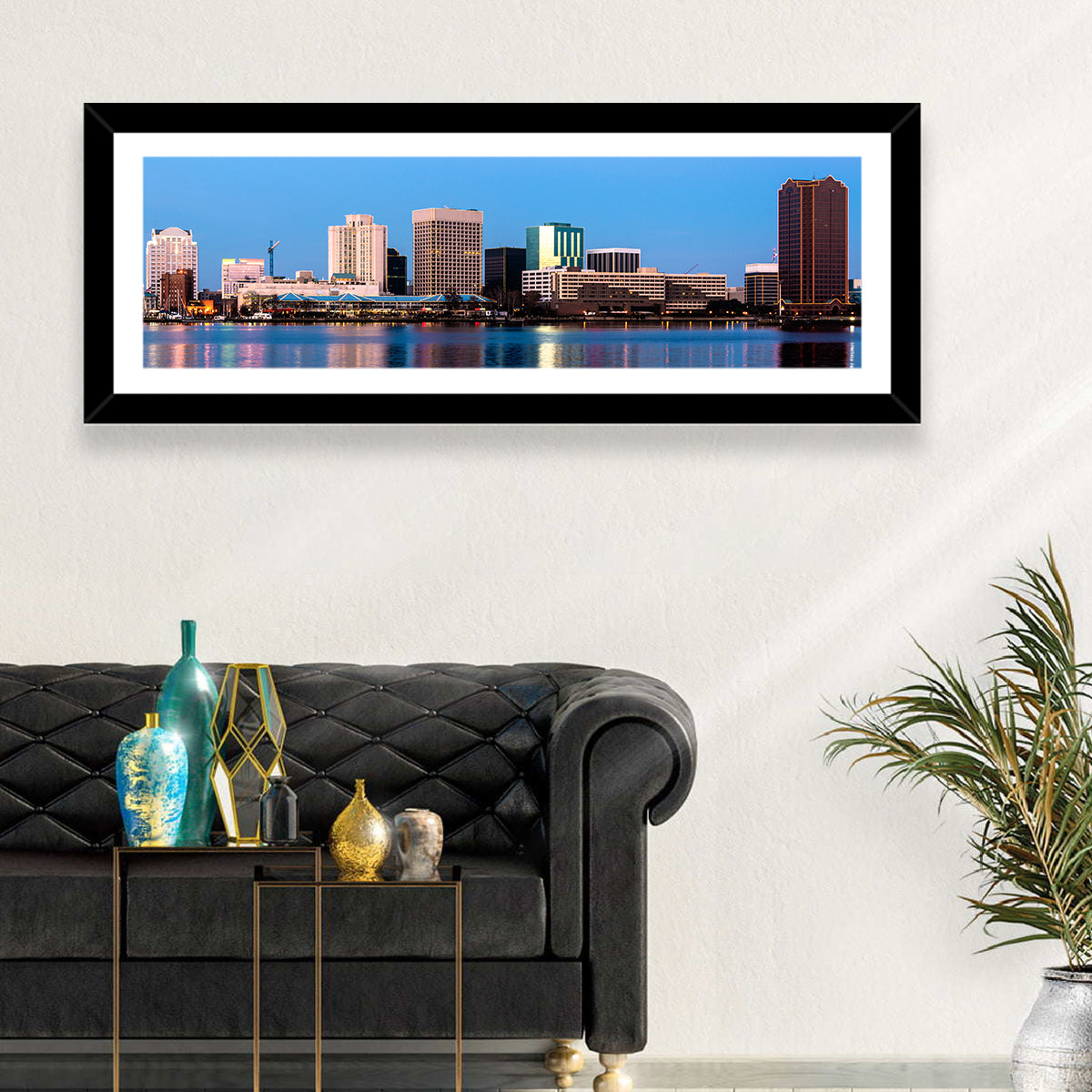 Norfolk Skyline at Twilight Wall Art in a room, panoramic