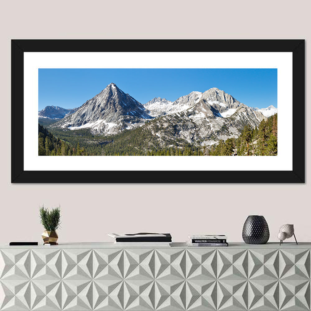 Sierra Nevada Peaks Wall Art in a room, panoramic