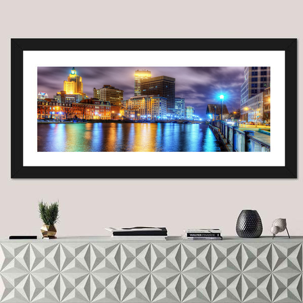 Providence River Night Skyline Wall Art