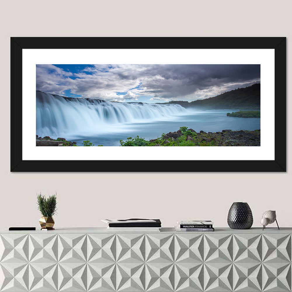 Faxi Waterfall, Iceland Wall Art in a room, panoramic