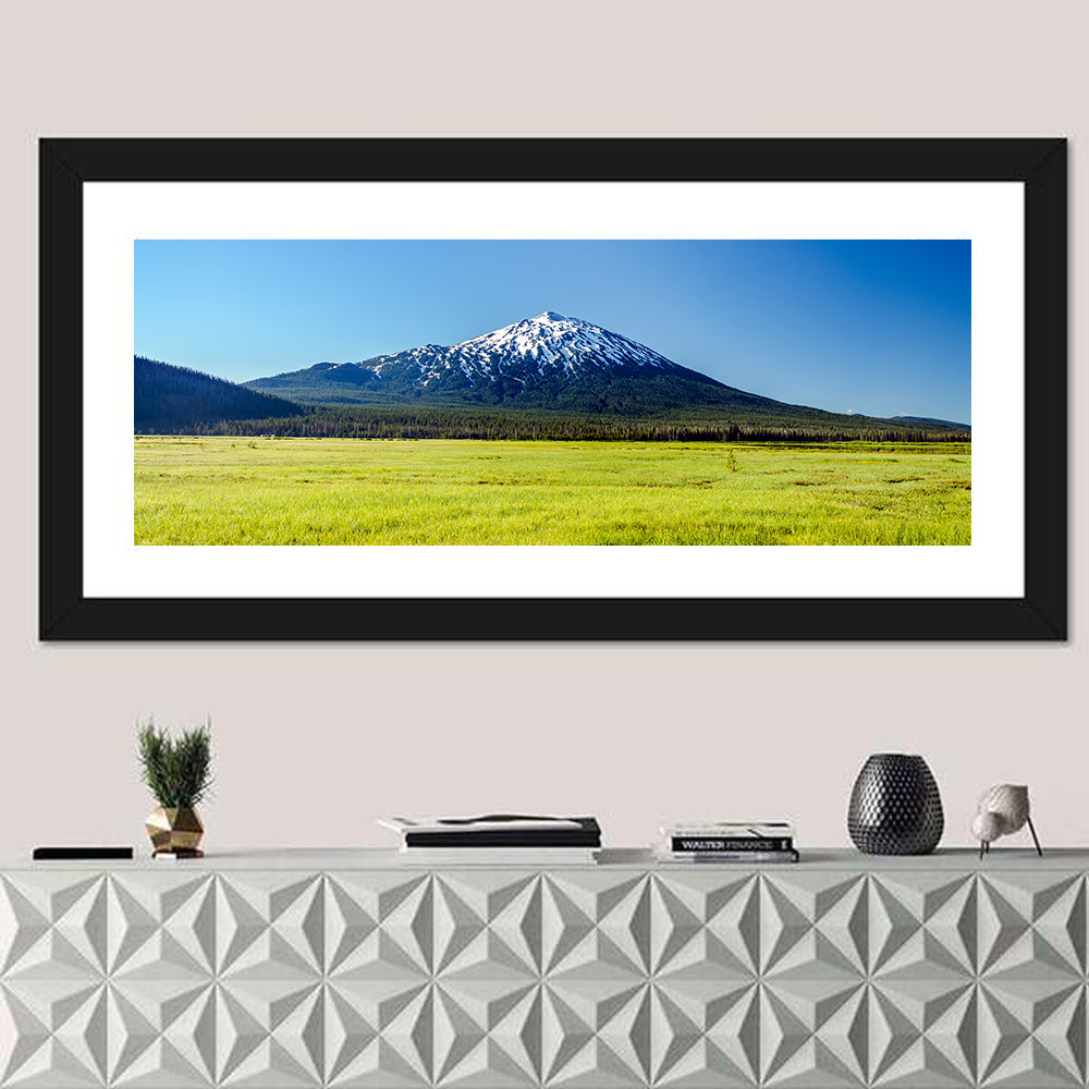 Mount Bachelor Wall Art in a room, panoramic