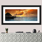 Overwater Bungalow Sunset Pier Wall Art