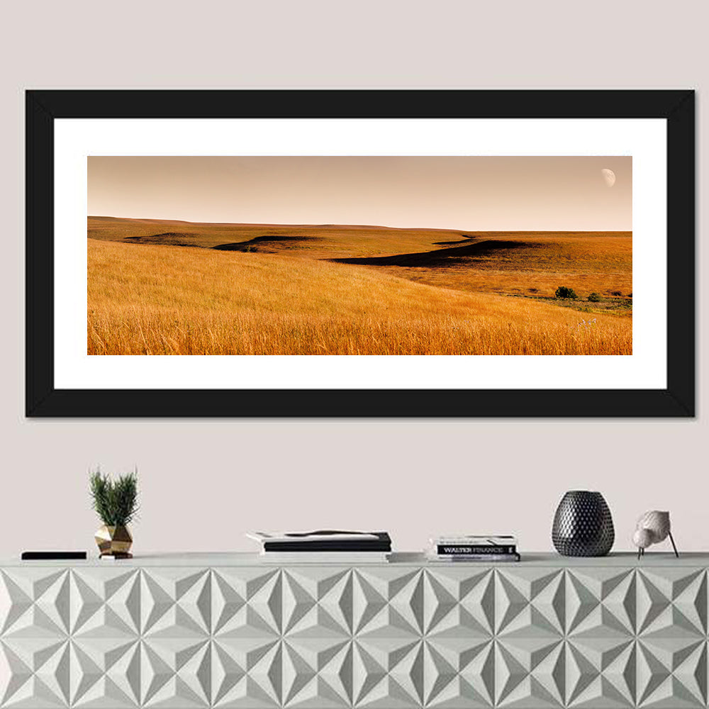 Kansas Tallgrass Prairie Wall Art in a room, panoramic