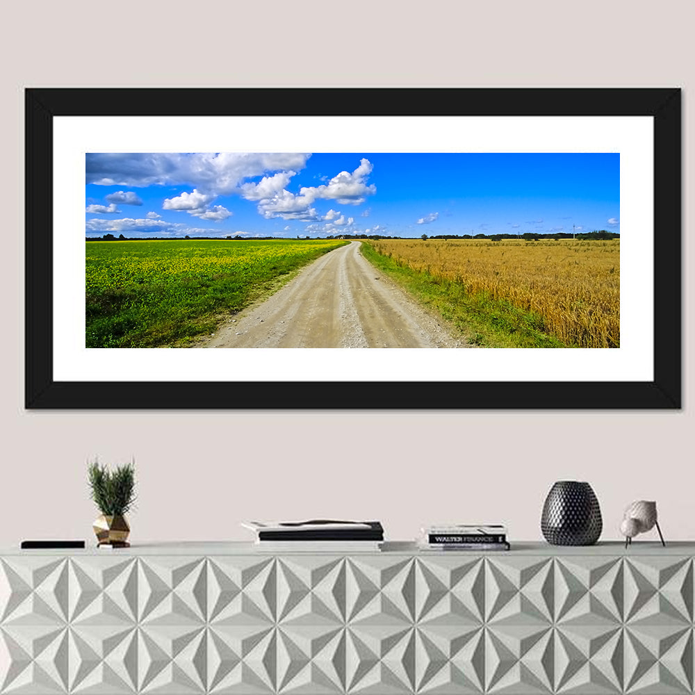 Estonian Summer Fields Wall Art in a room, panoramic