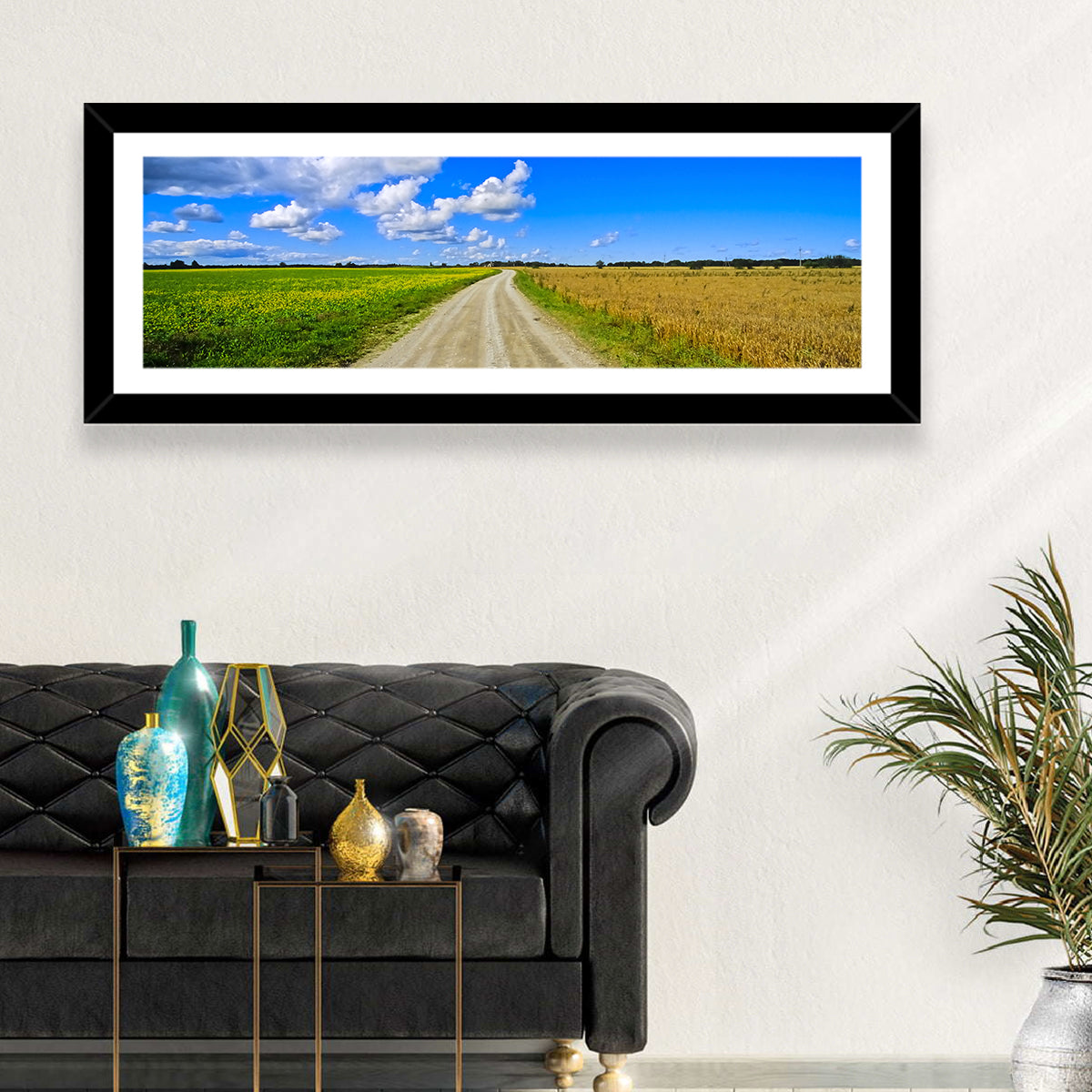 Estonian Summer Fields Wall Art in a room, panoramic