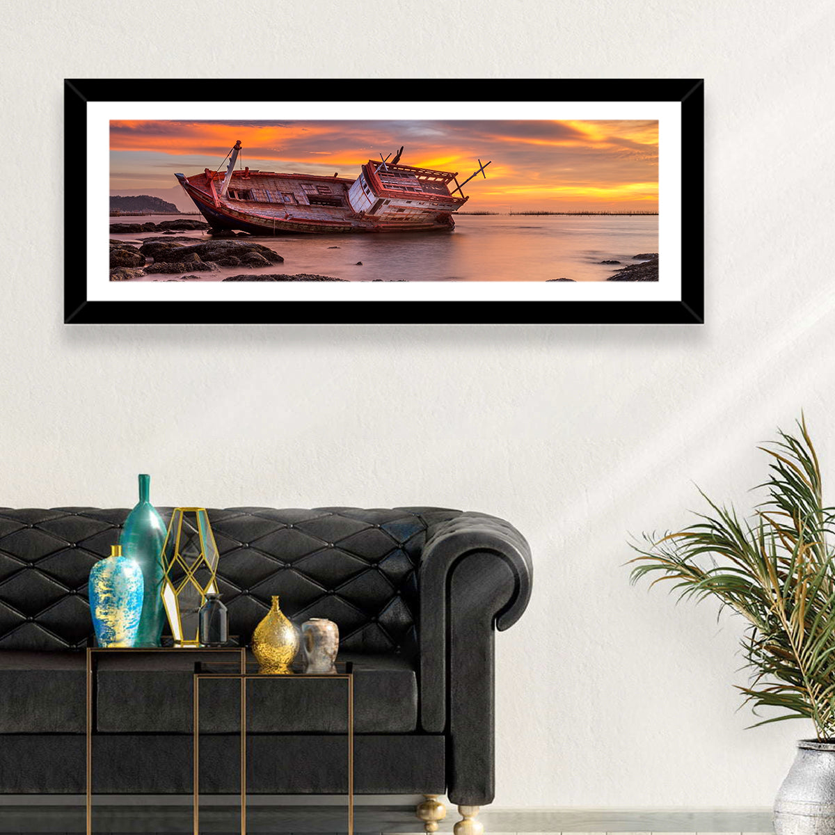 Shipwreck at Sunset Wall Art