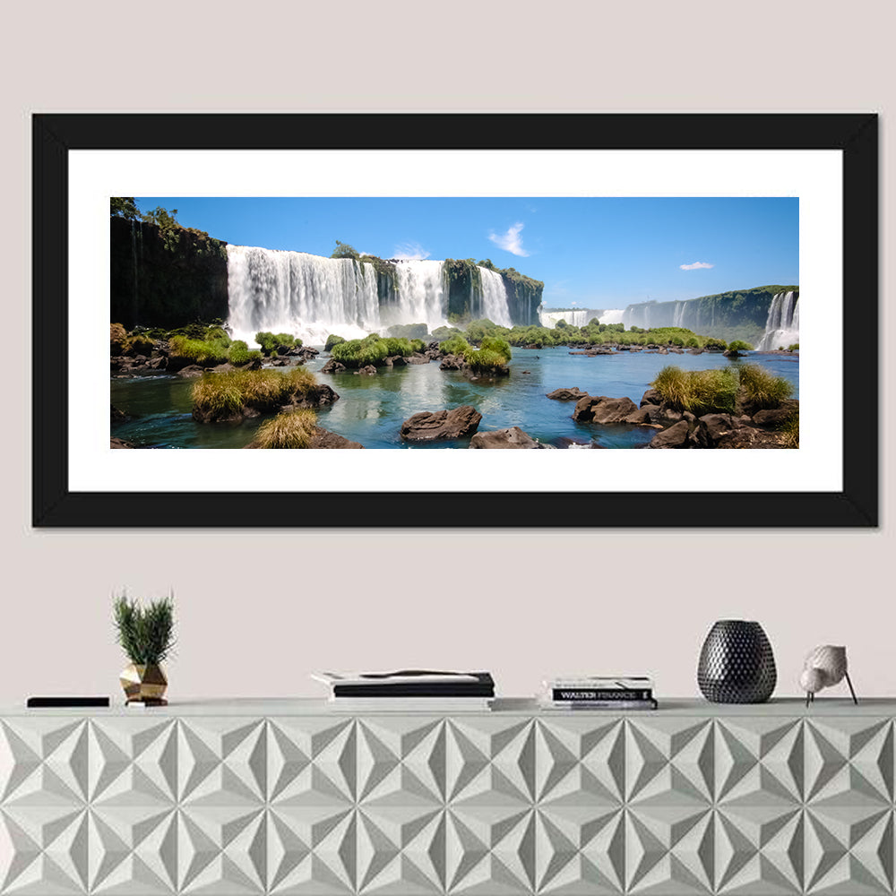 Iguazu River and Falls, Foz Do Iguaçu Wall Art in a room, panoramic