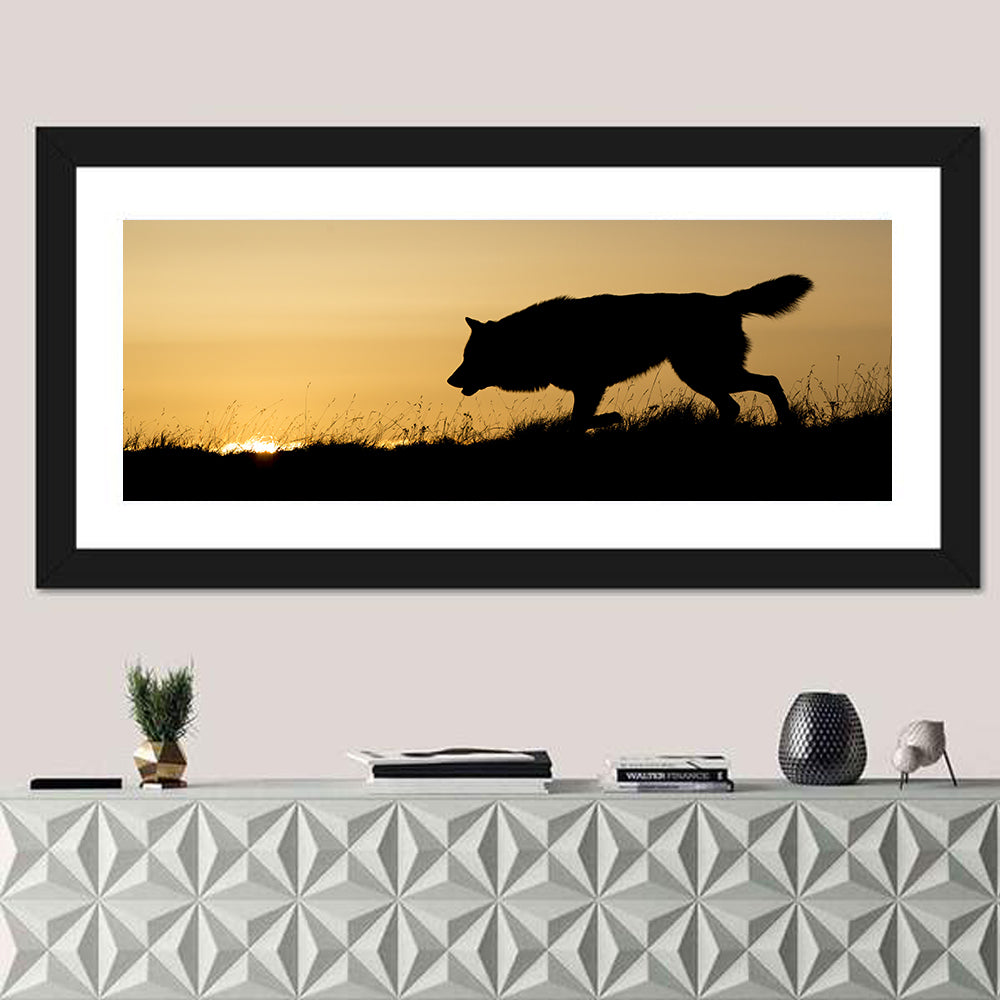 Wolf at Golden Horizon Wall Art