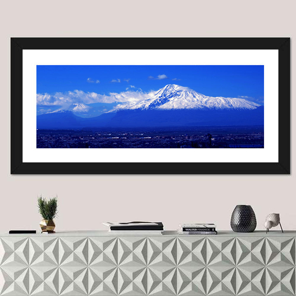Mount Ararat Over Yerevan Wall Art in a room, panoramic
