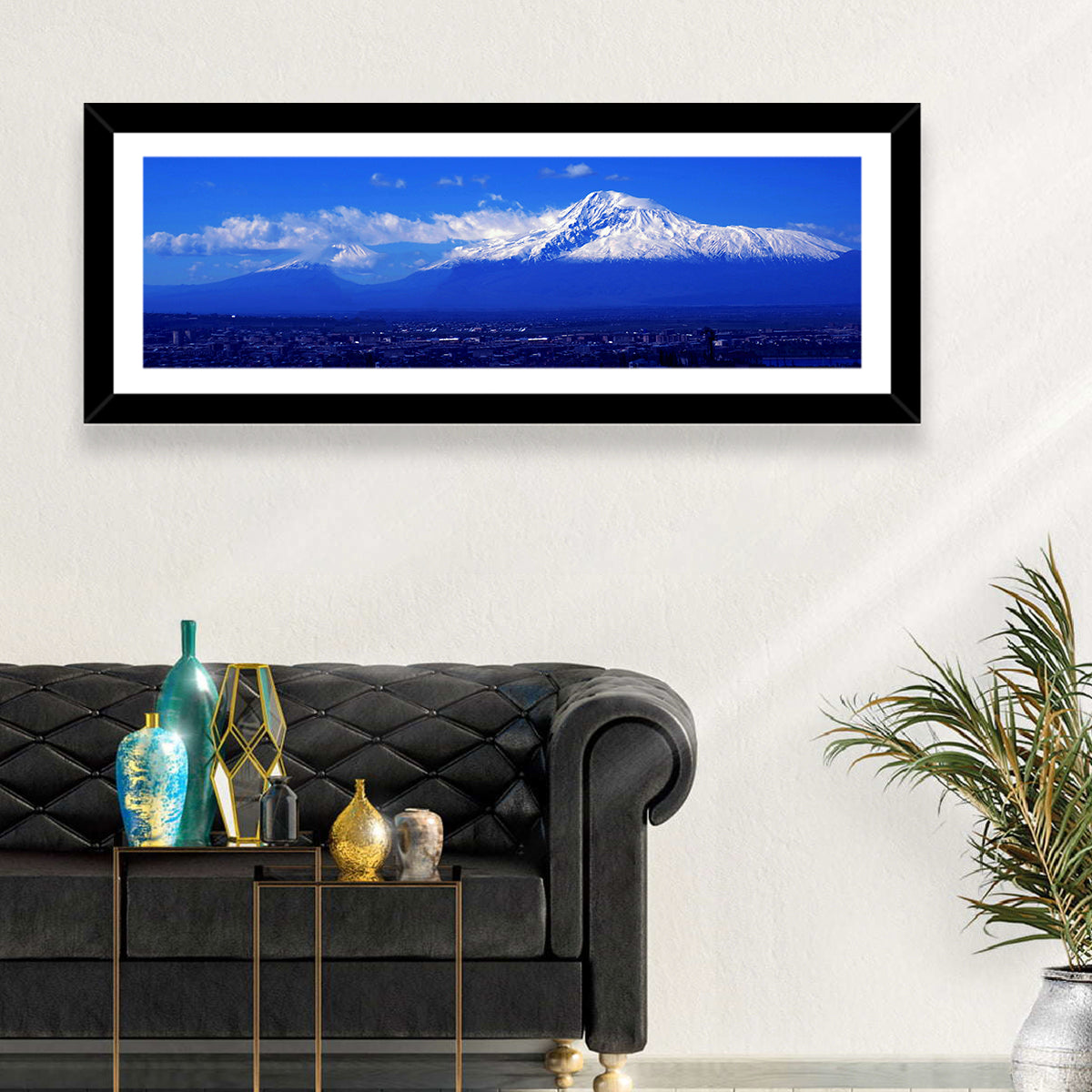 Mount Ararat Over Yerevan Wall Art in a room, panoramic