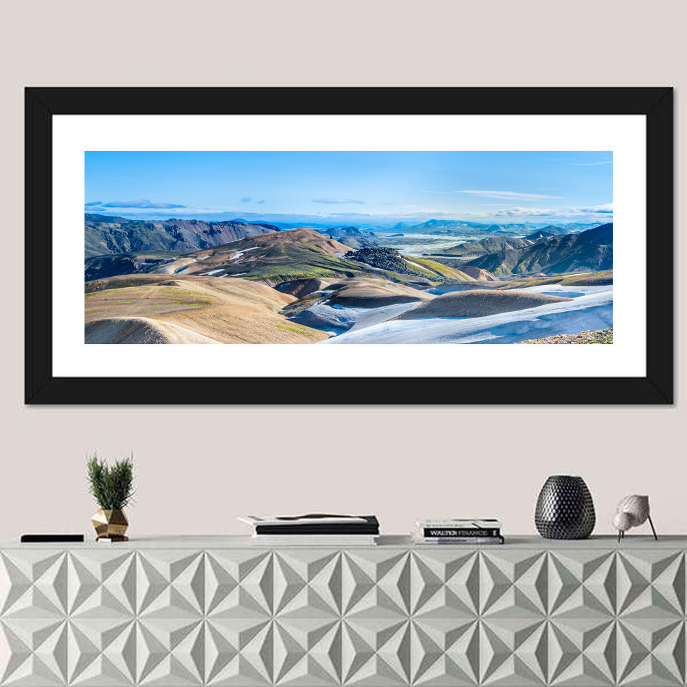 Rhyolite Mountain Range Wall Art in a room, panoramic