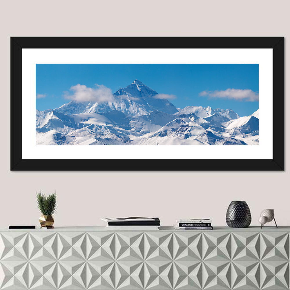 Mount Everest Snow Ridge Wall Art in a room, panoramic