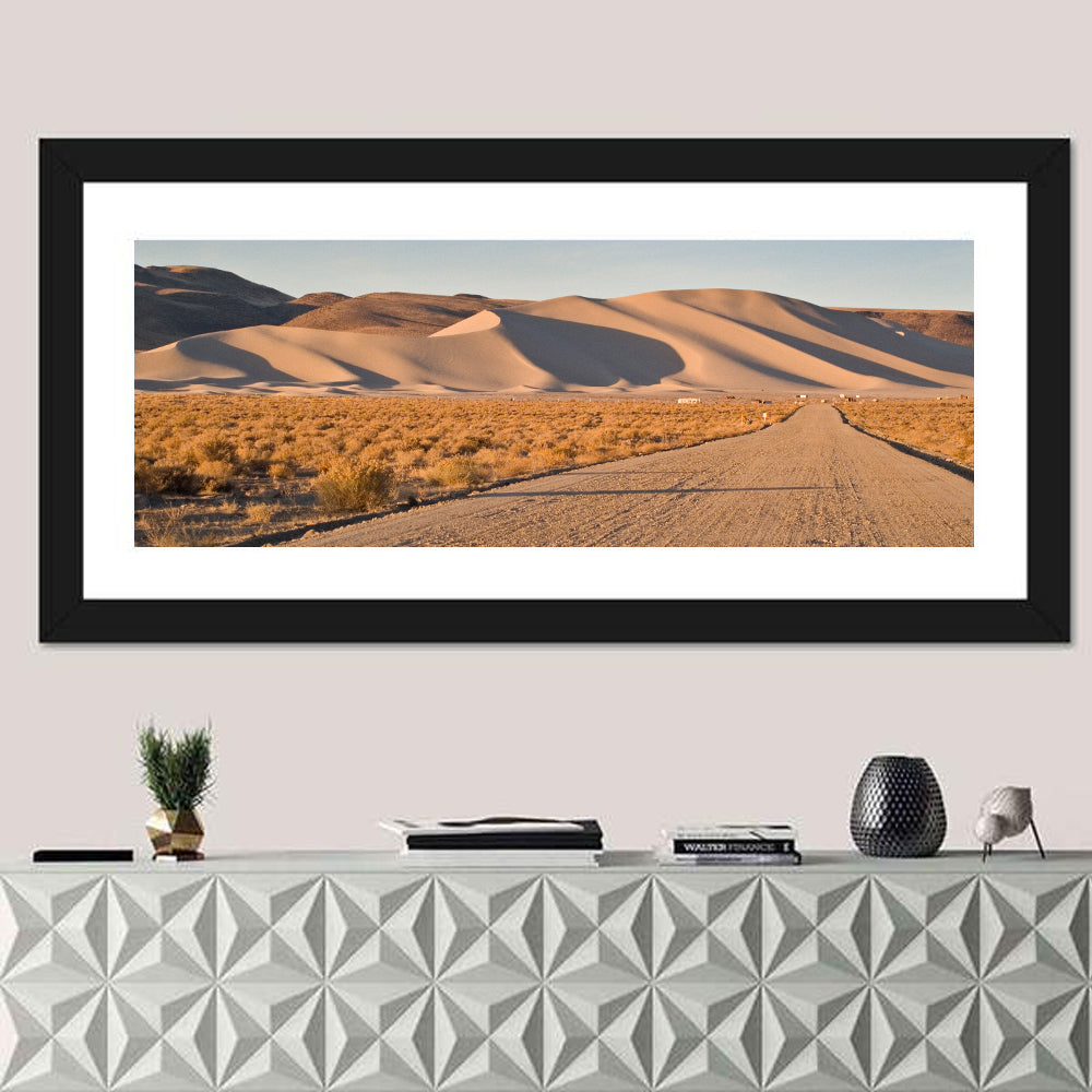 Sand Mountain Dune Road Wall Art in a room, panoramic