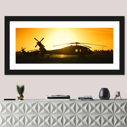 Military Helicopter at Sunset Wall Art