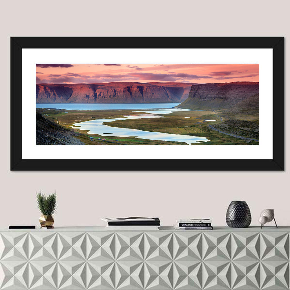 Westfjords Dusk, Iceland Wall Art in a room, panoramic