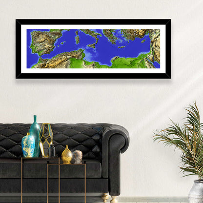 Mediterranean Shaded Relief Map Wall Art