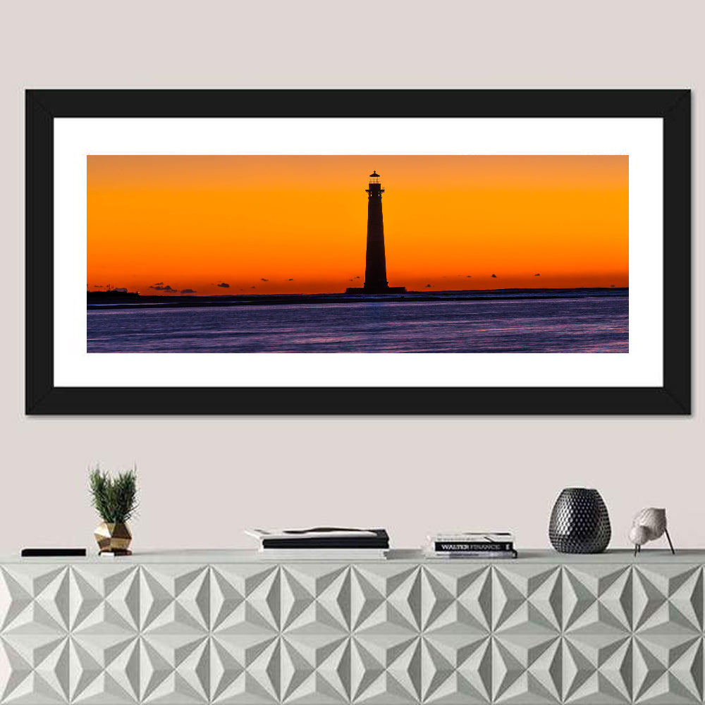 Minimalist Lighthouse Silhouette at Twilight Wall Art