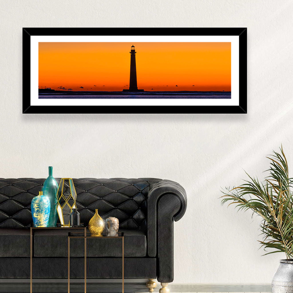Minimalist Lighthouse Silhouette at Twilight Wall Art