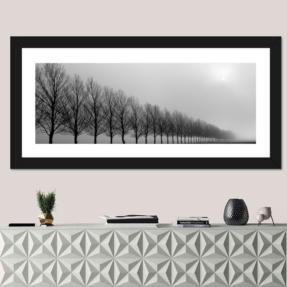 Foggy Autumn Trees Row Wall Art