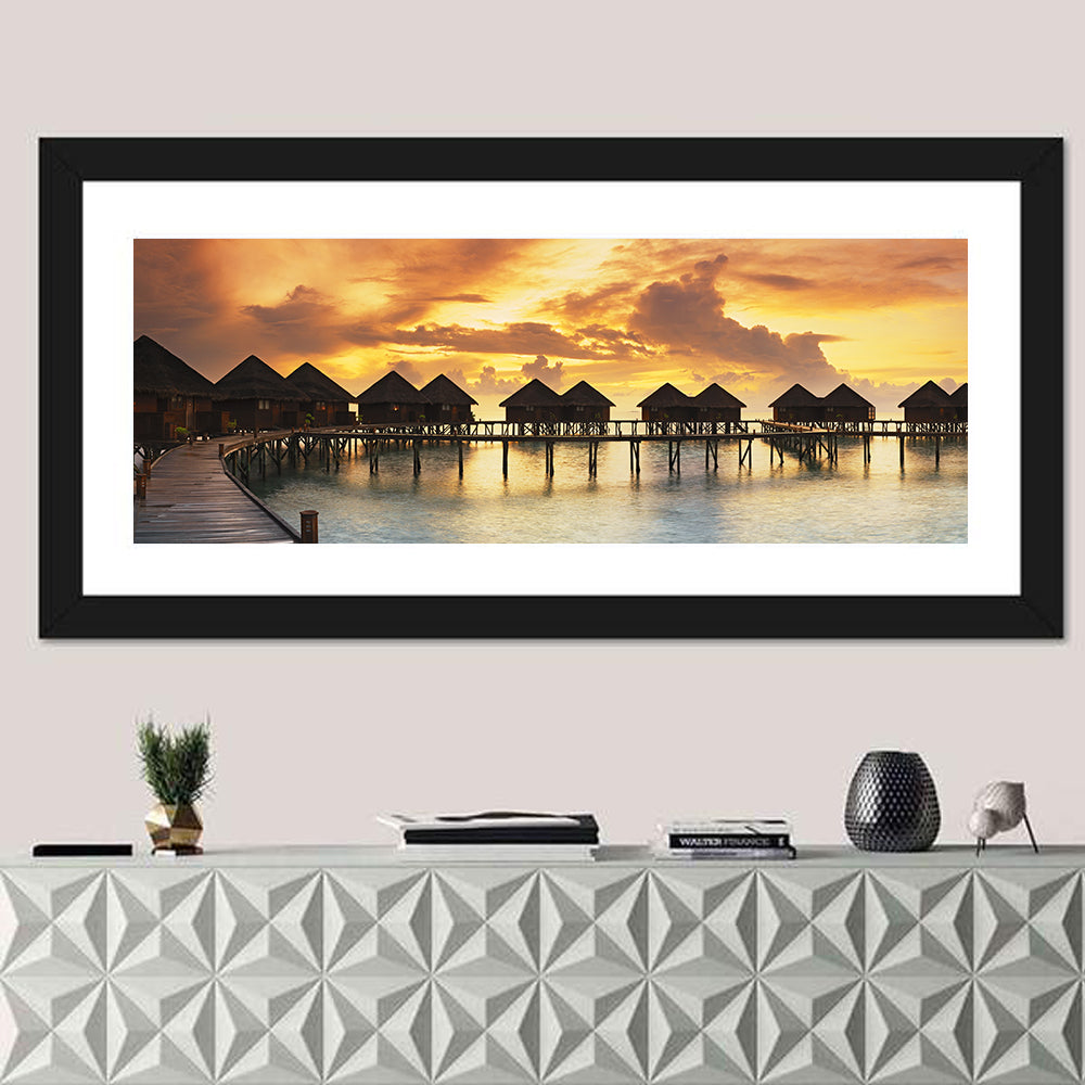 Golden Overwater Villas Wall Art in a room, panoramic