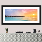 Overwater Bungalows at Sunset Wall Art