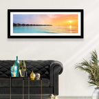 Overwater Bungalows at Sunset Wall Art