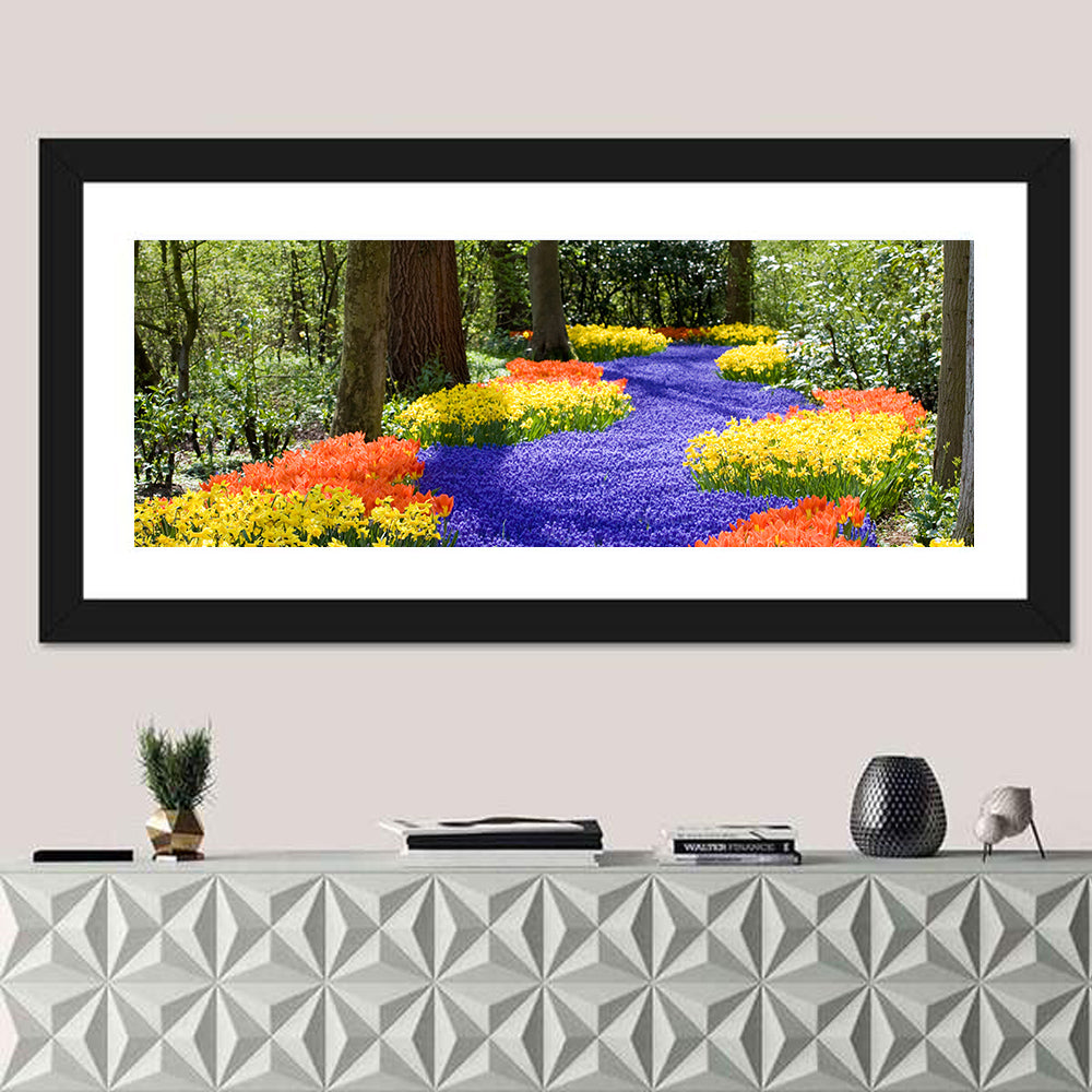 Spring Garden Path Wall Art in a room, panoramic