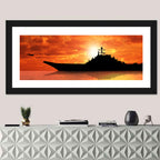 Sunset Aircraft Carrier Silhouette Wall Art