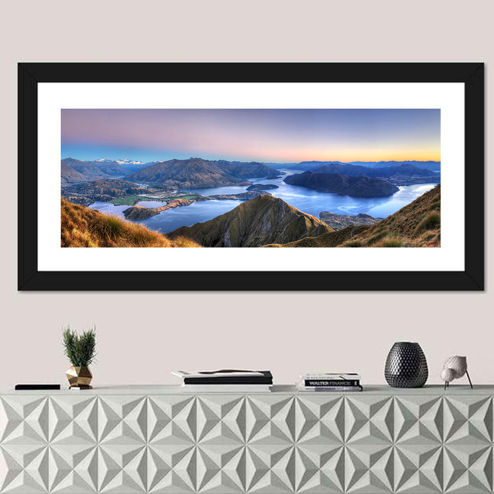 Lake Wanaka from Roys Peak Wall Art in a room, panoramic