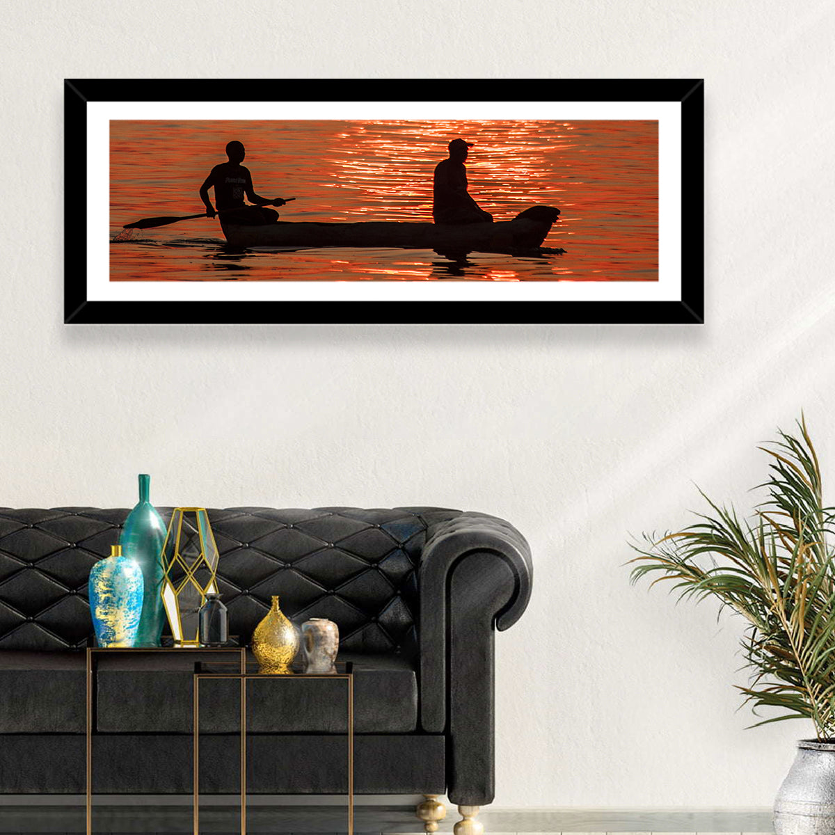 Sunset Canoe Silhouette Wall Art