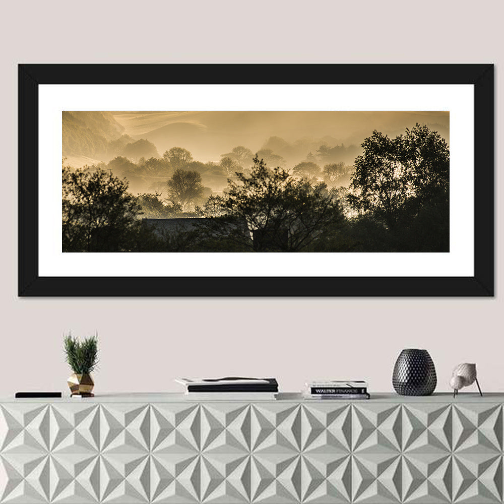 Bronze Morning Mist Over Hills Wall Art