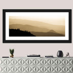 Foggy Mountain Sunset with Evergreen Silhouettes Wall Art