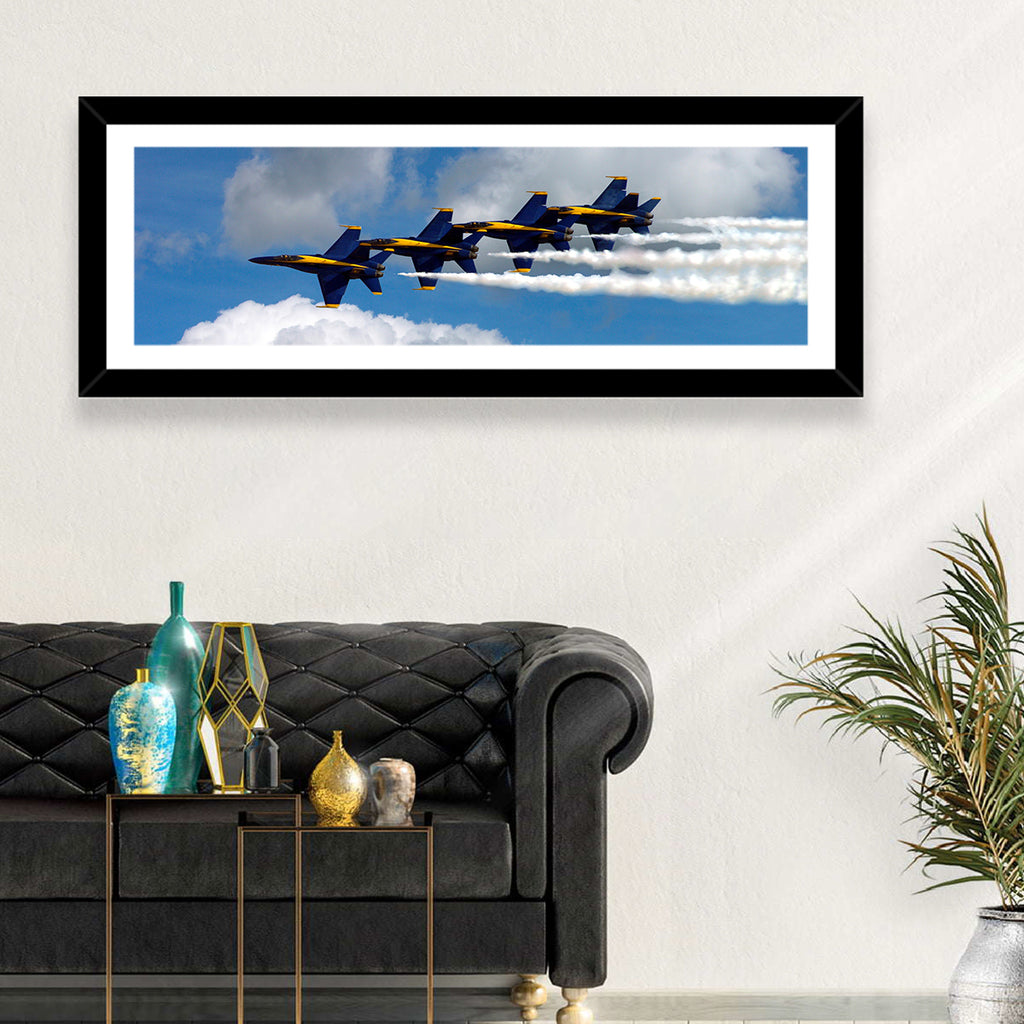 Blue and Gold Fighter Jets Wall Art