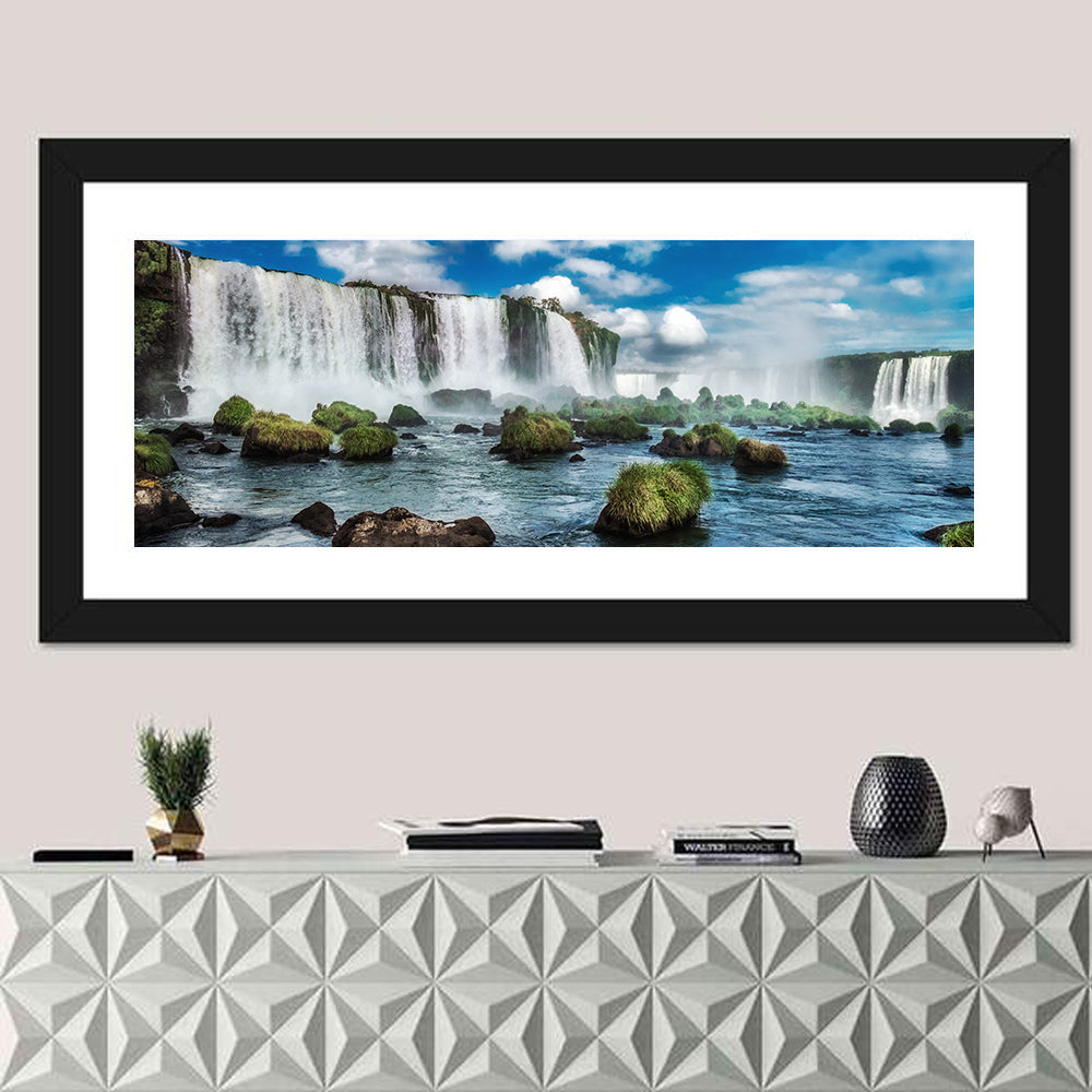 Iguazu Falls Vista Wall Art in a room, panoramic