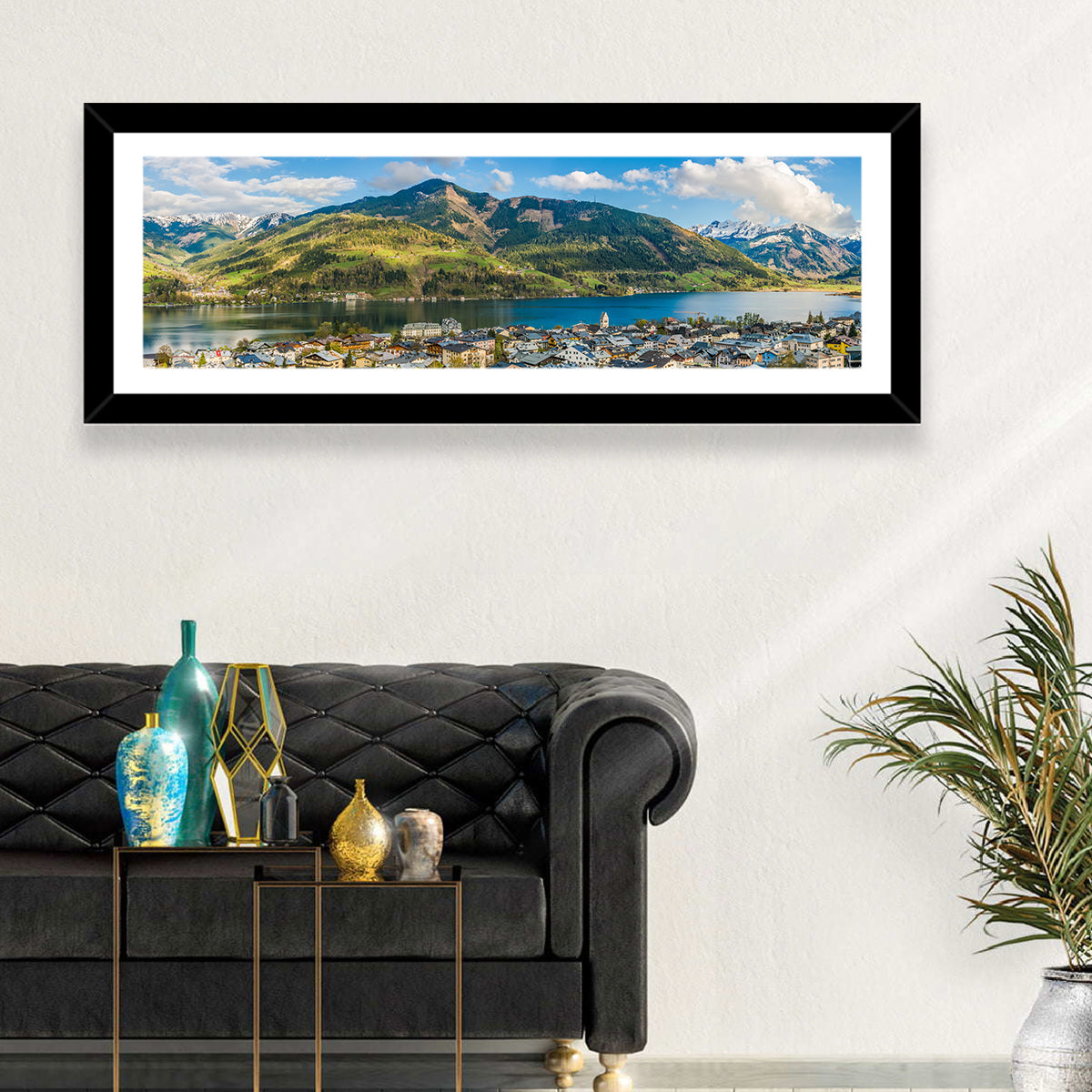 Zell Am See Lake View Wall Art in a room, panoramic