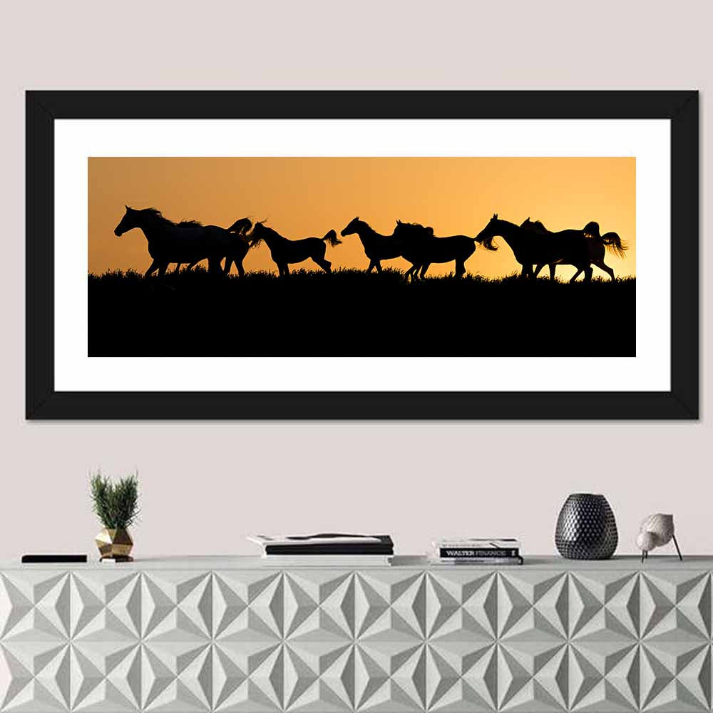 Arabian Horse Silhouettes at Sunset Wall Art